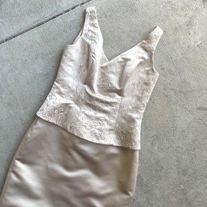 Formal champagne body con embroidered dress